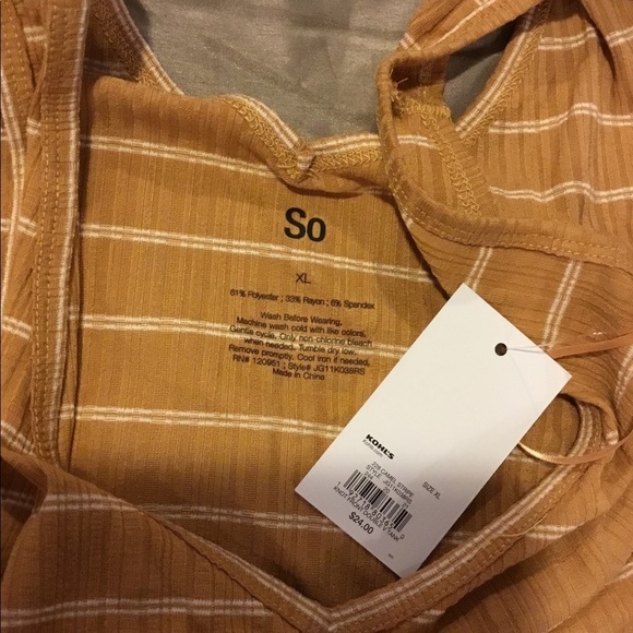 So XL camel stripe double v neck tank top (knotted front can be undone) - Picture 9 of 11